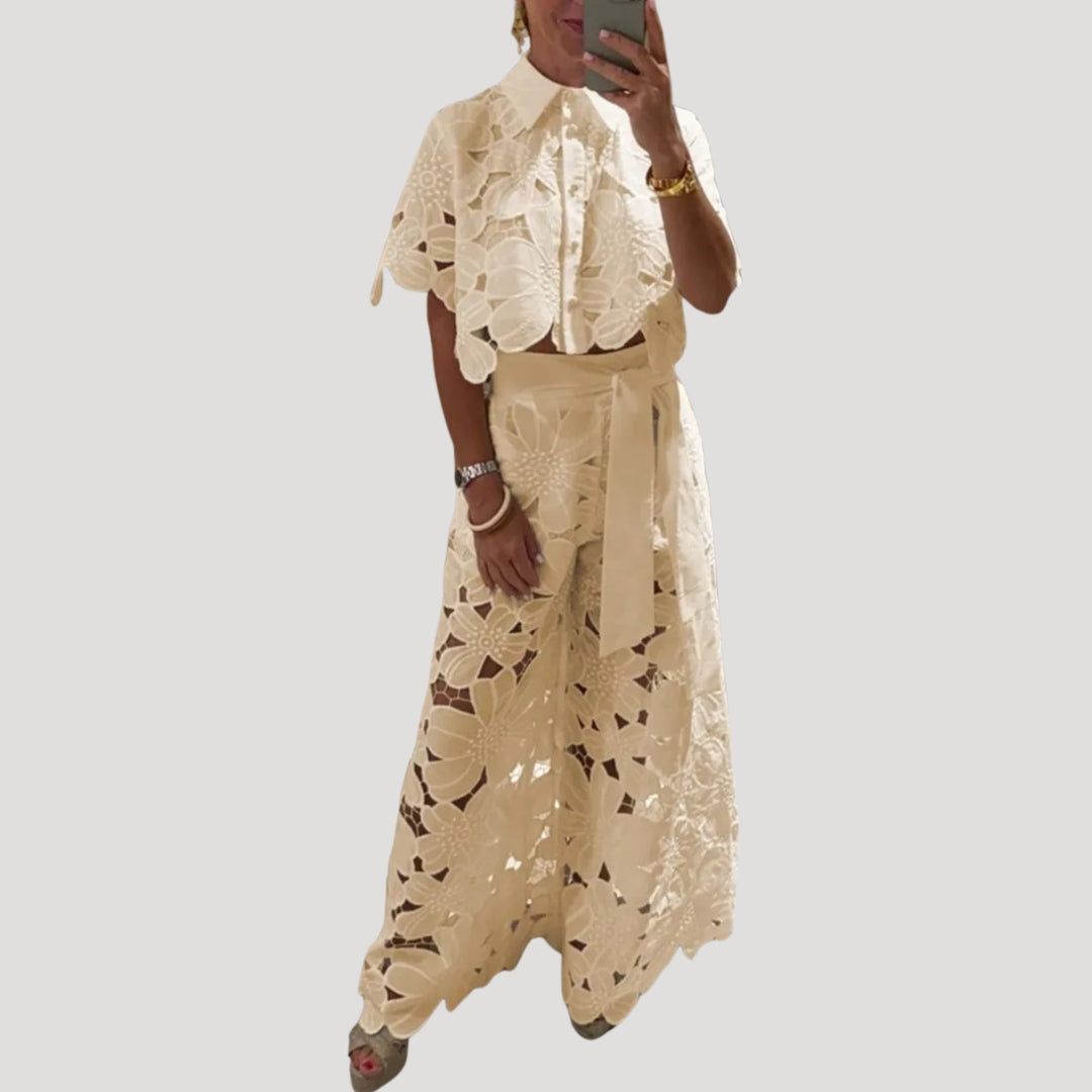 Avyrena | Dames set met kant – bijpassende top en rok, elegante tweedelige set