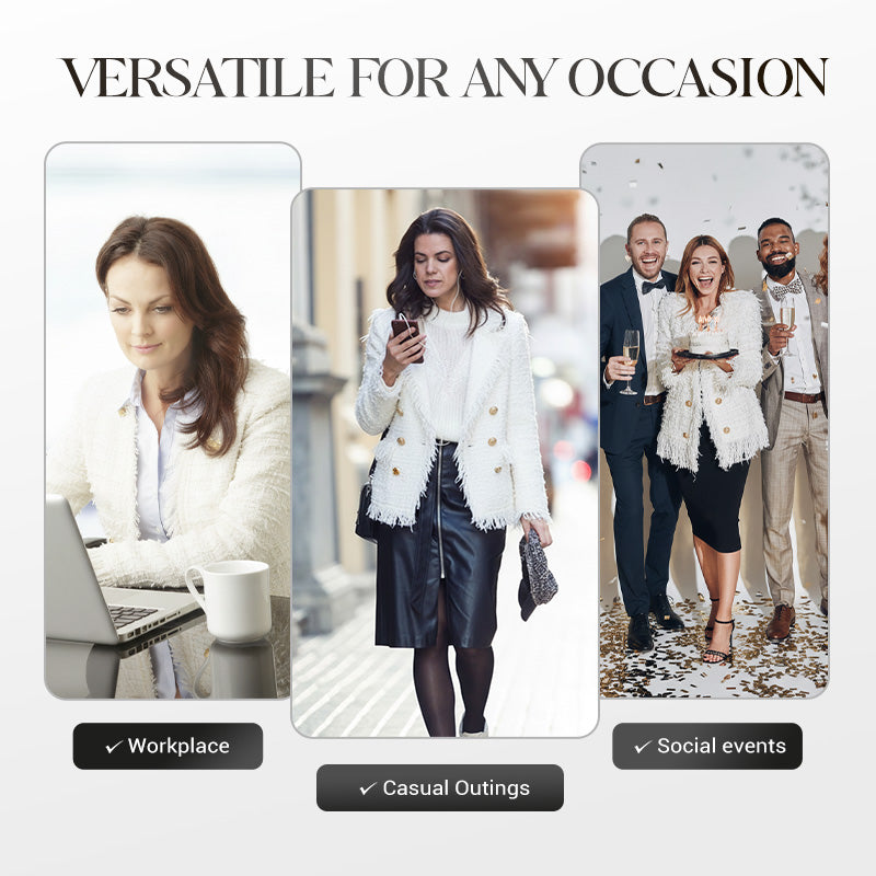 Aislynn | Manteau court à franges – Veste boutonnée chic, vêtement d'extérieur élégant