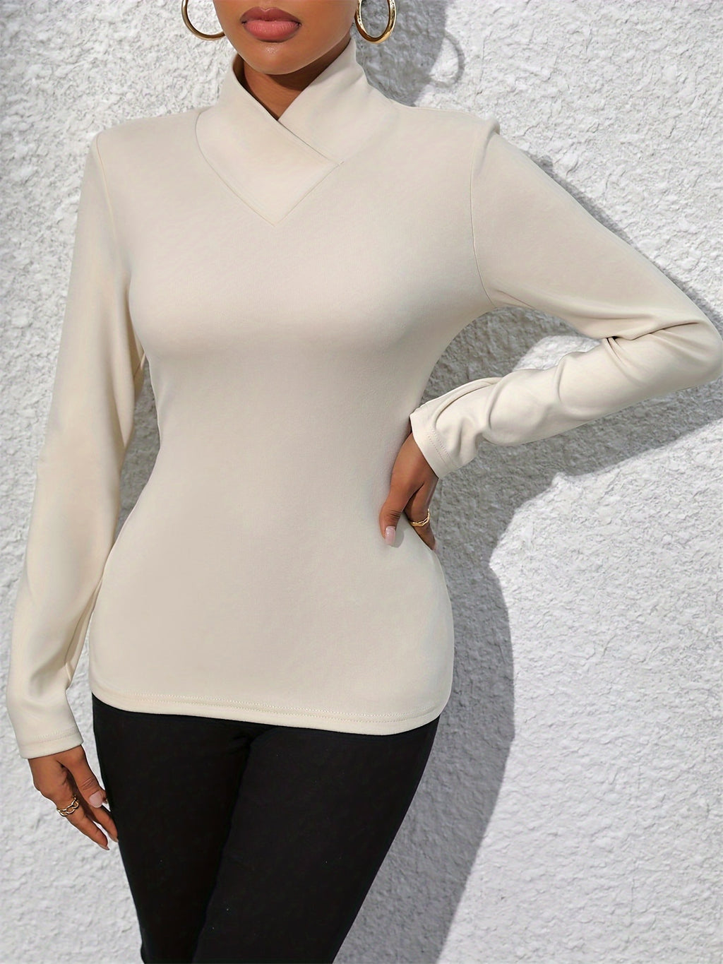 Vesira | Dames shirt met hoge hals en lange mouwen – Warme casual trui voor herfst en winter