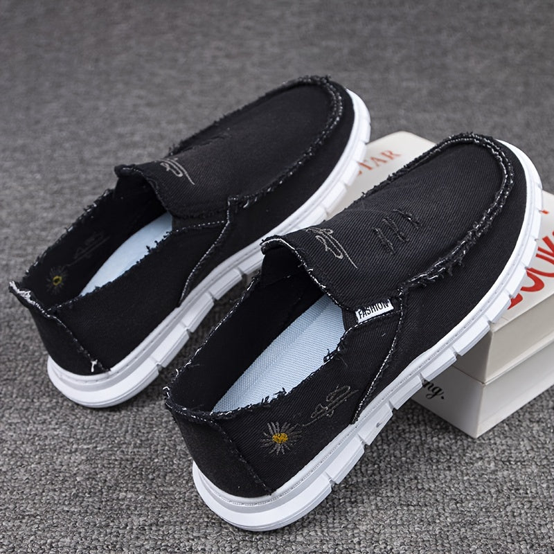 DriftStep | Mocassins homme à enfiler - Toile respirante, aspect vieilli, confortables
