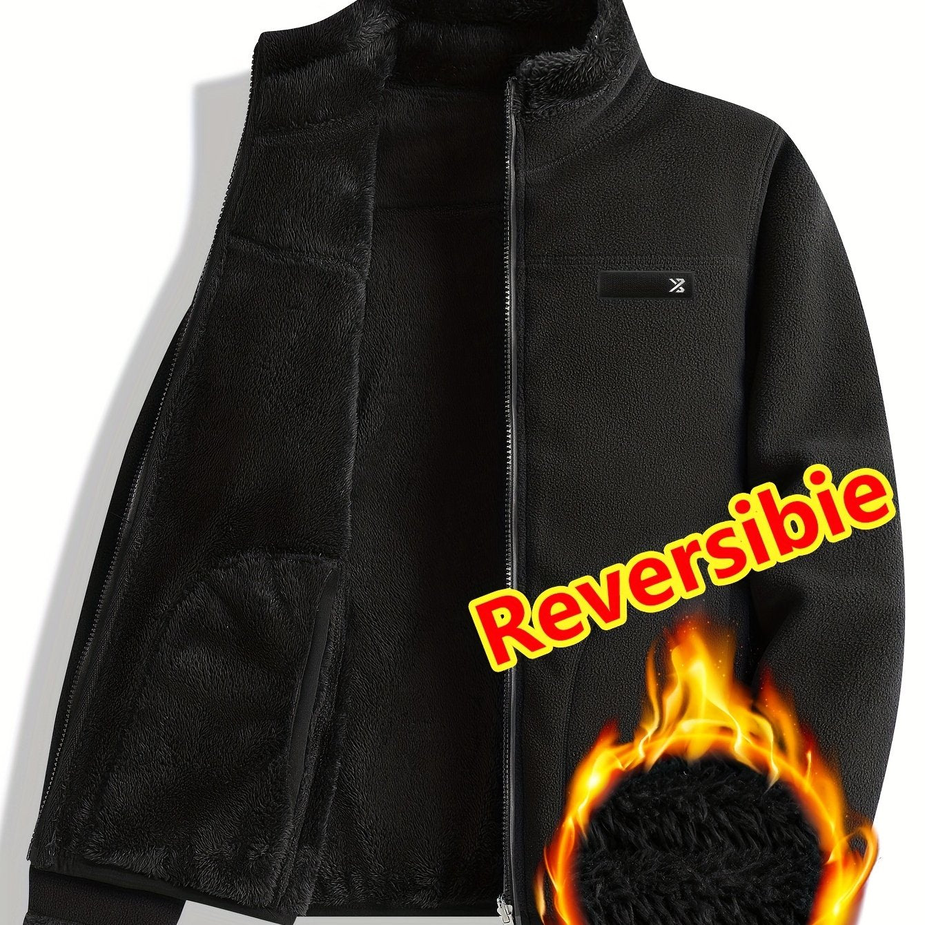 Taisia | Omkeerbaar koraalkleurig fleecejack voor dames – dikke pluche sweaterjas, warme casual winterjas