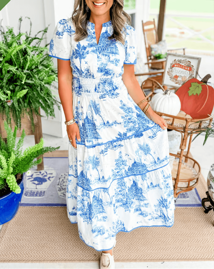 Qexina | Maxi-jurk voor dames – Casual elegante zomerjurk met korte mouwen