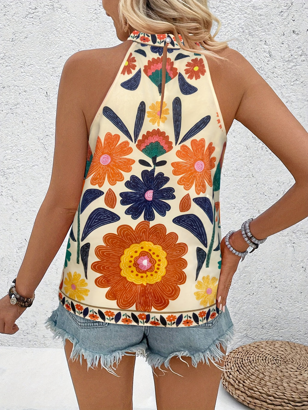 Noemi | Dames-sjaal in boho-stijl met bloemenprint