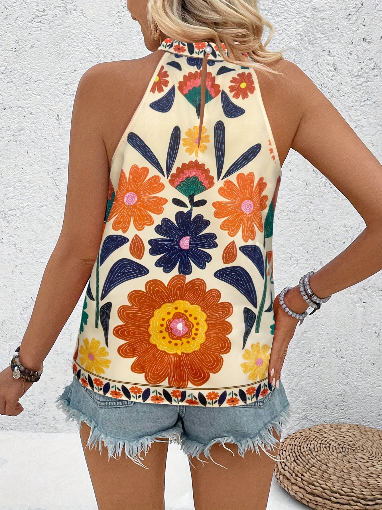 Noemi | Dames-sjaal in boho-stijl met bloemenprint