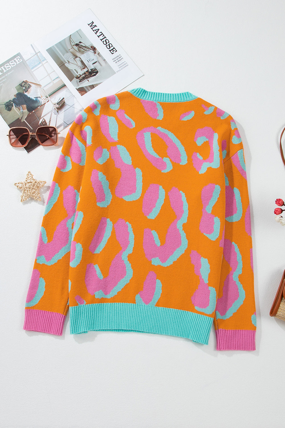 Brynoria | Pull colorblock en maille - Pull à col rond, ourlet côtelé et manches longues