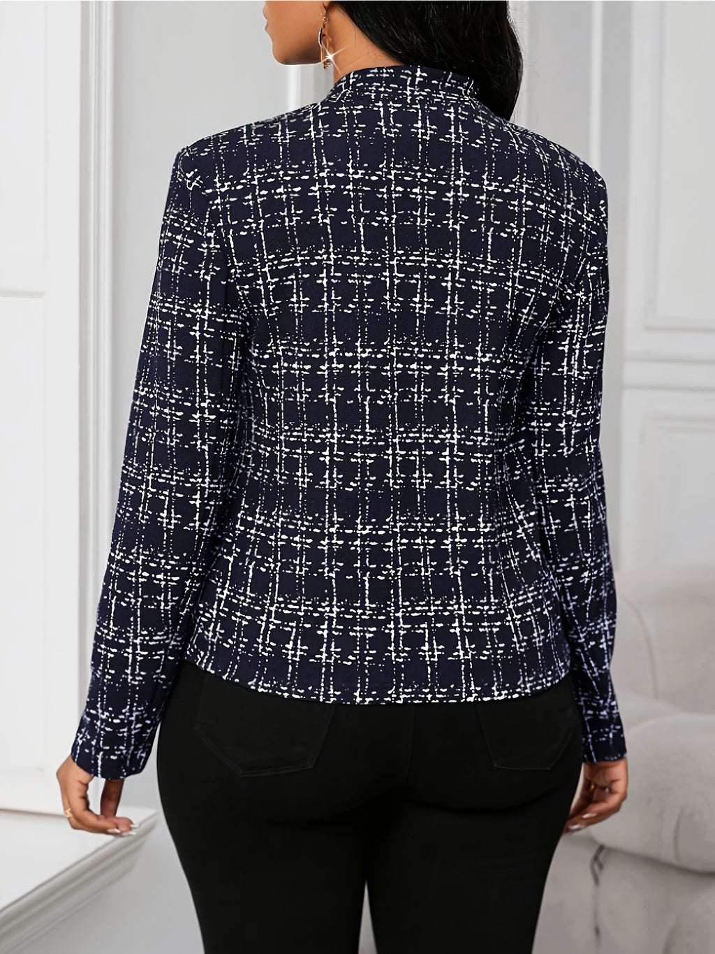 Elsinore | Manteau léger à carreaux pour femme – motif pied-de-poule, vêtement d'extérieur décontracté et élégant