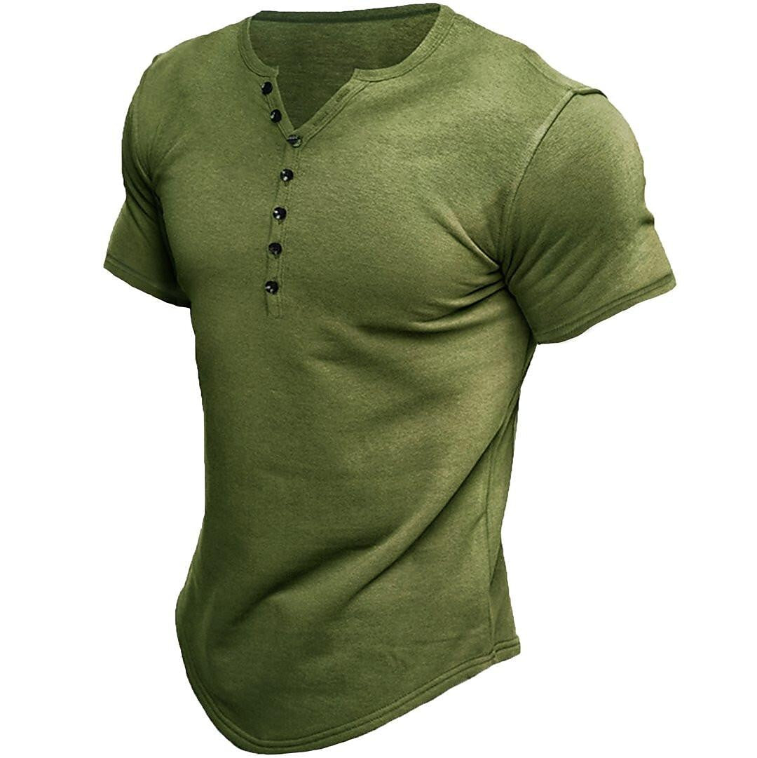 Malcolm | Herren-Henley-T-Shirt mit kurzen Ärmeln – Knopfverschluss, normale Passform