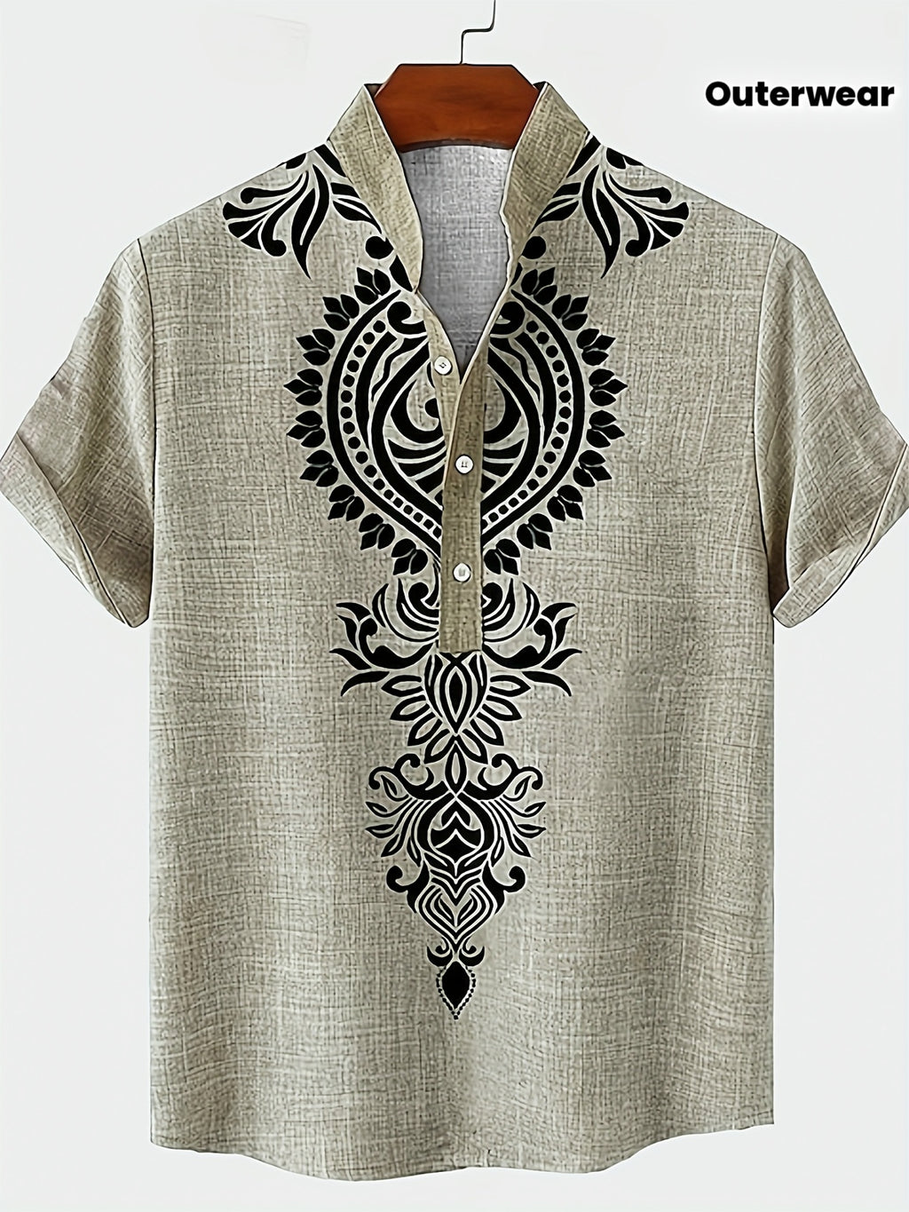 Wiro | Heren overhemd met bloemmotief jacquard – opstaande kraag, casual feestelijke buitenlaag top