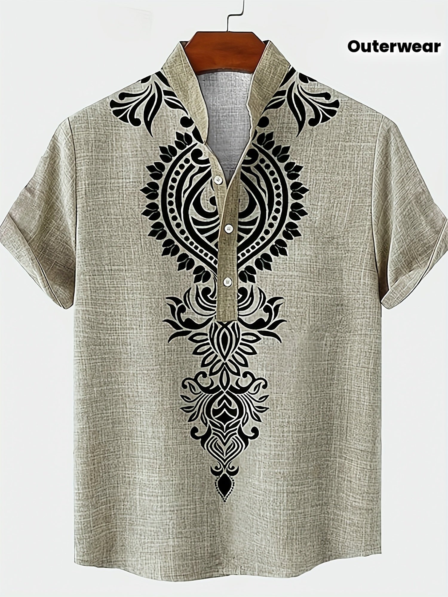Wiro | Heren overhemd met bloemmotief jacquard – opstaande kraag, casual feestelijke buitenlaag top