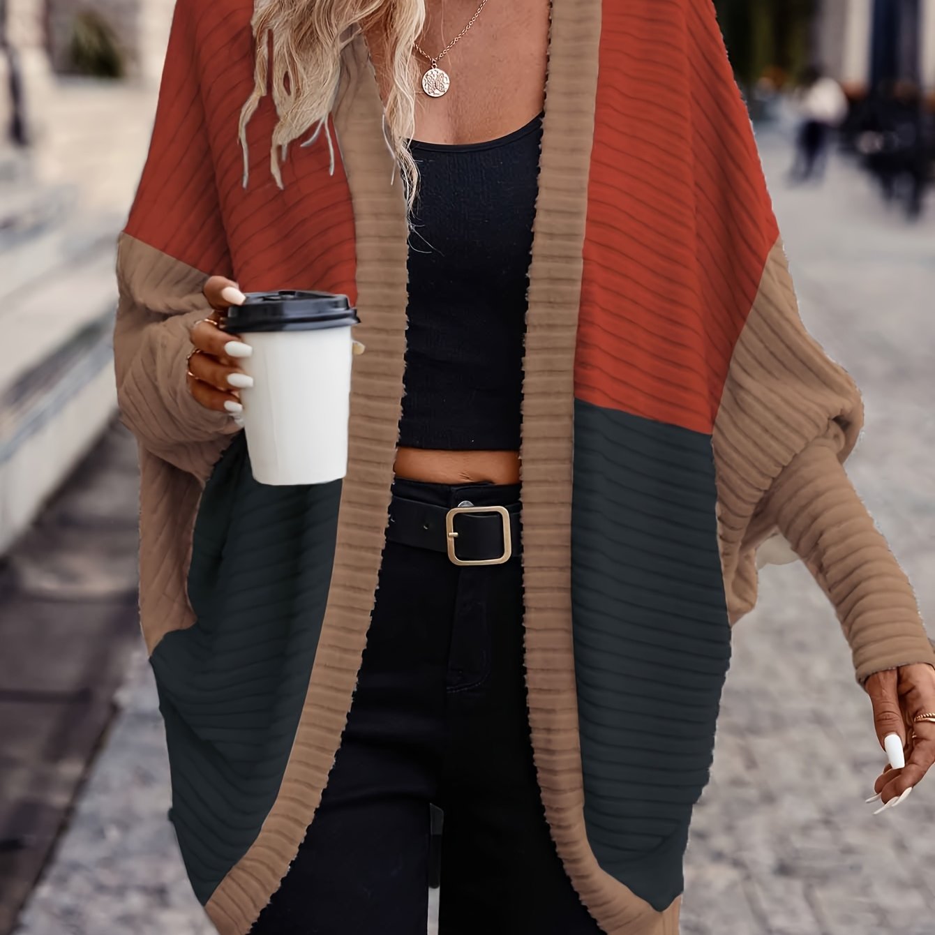 Valyra | Oversized gebreid vest met kleurblokken voor dames – Casual losse lentetop