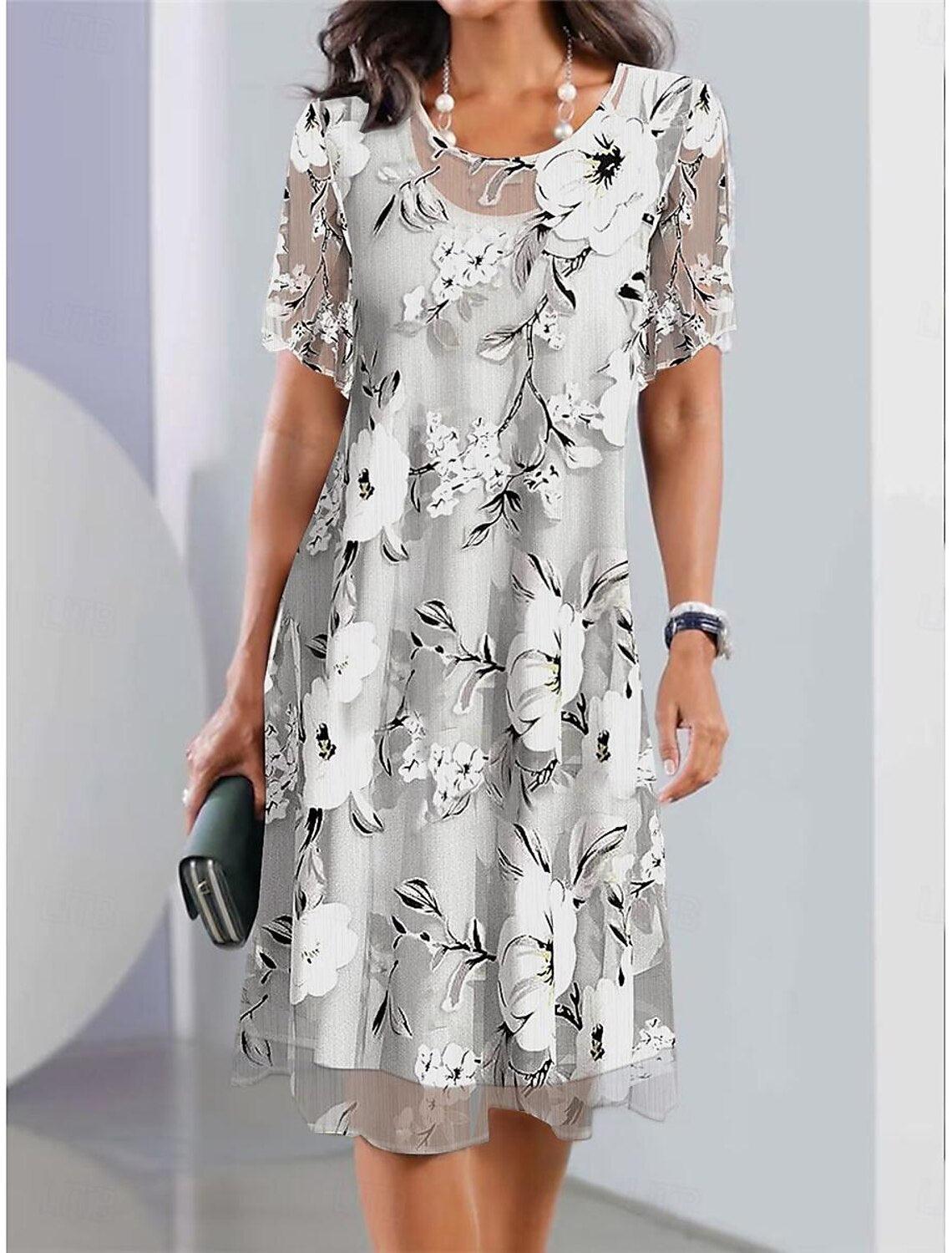 Kaelorae | Elegante midi-jurk voor dames – chiffon, smart casual formele feestjurk