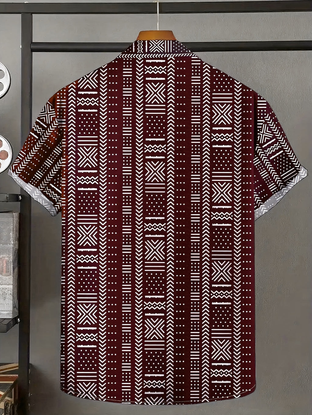 Tyvor | Herenoverhemd met etnische print – Zomers, casual overhemd met korte mouwen en knopen
