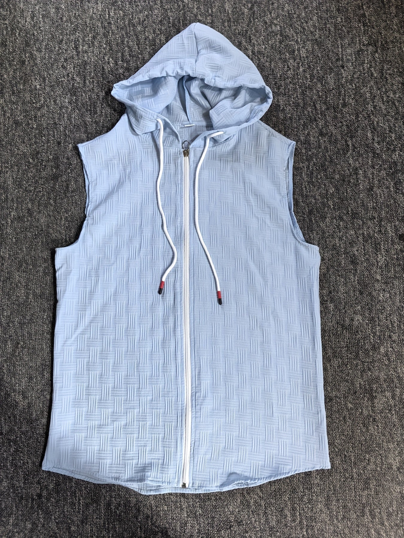 Zeiron | Mouwloos hoodie tanktop met rits voor heren – lichte zomerse gym hoodie vest