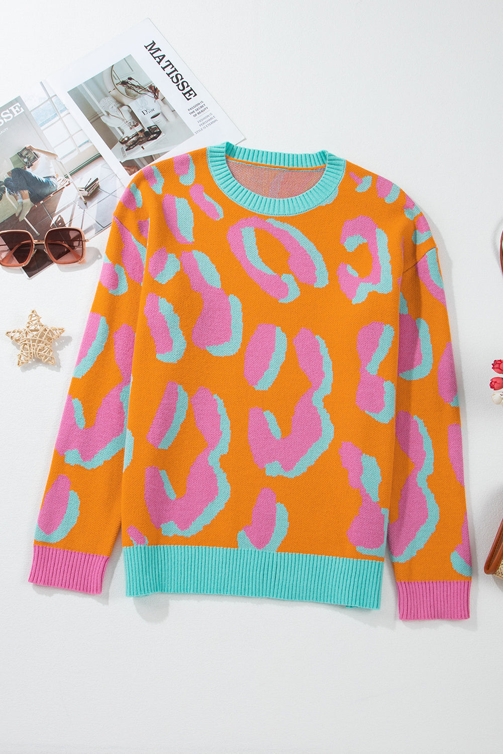 Brynoria | Pull colorblock en maille - Pull à col rond, ourlet côtelé et manches longues