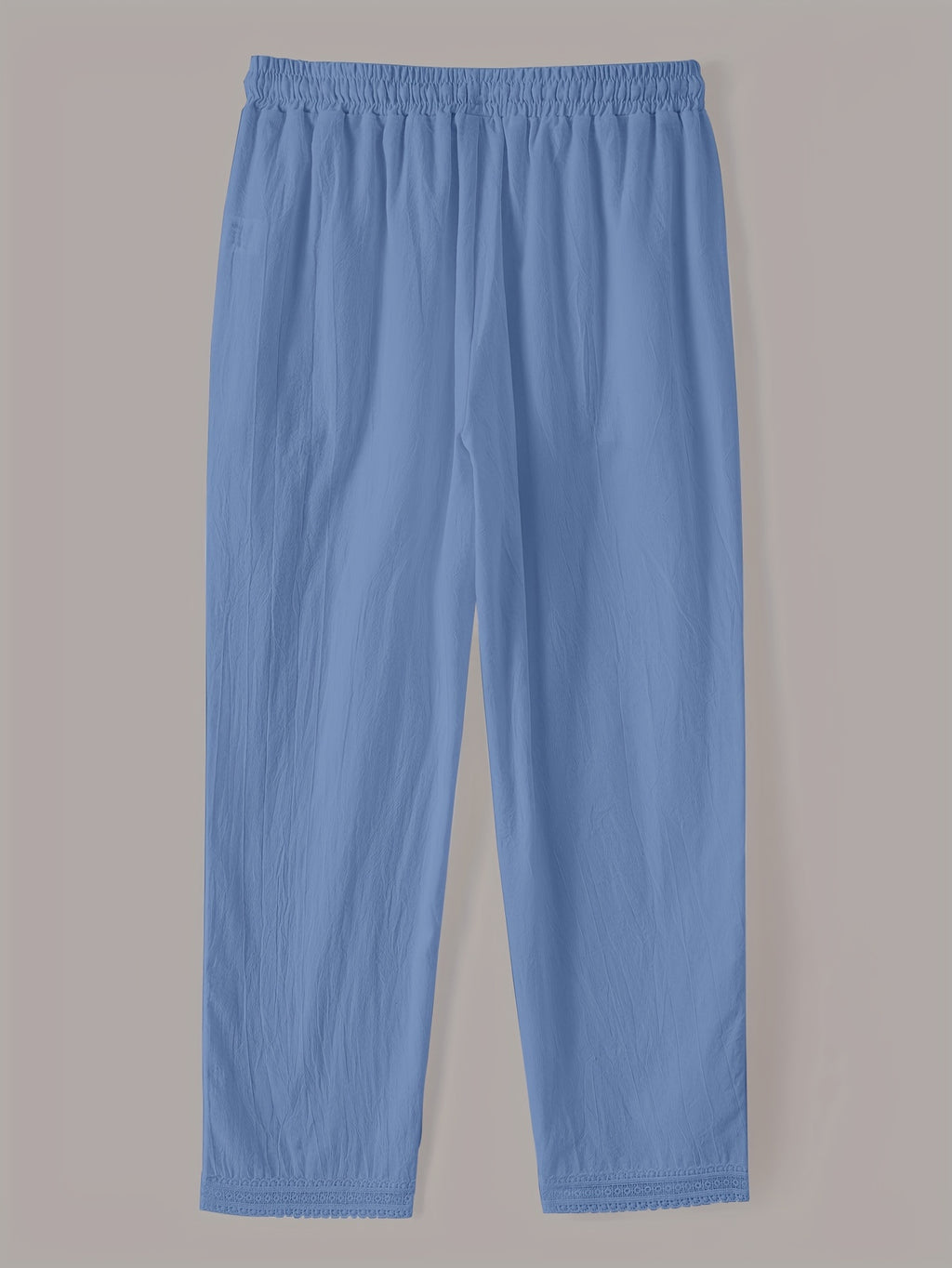 Zalyra | Effen enkellange damesbroek – casual slim fit broek met patchwork en kanten inzetstukken aan de zijkant
