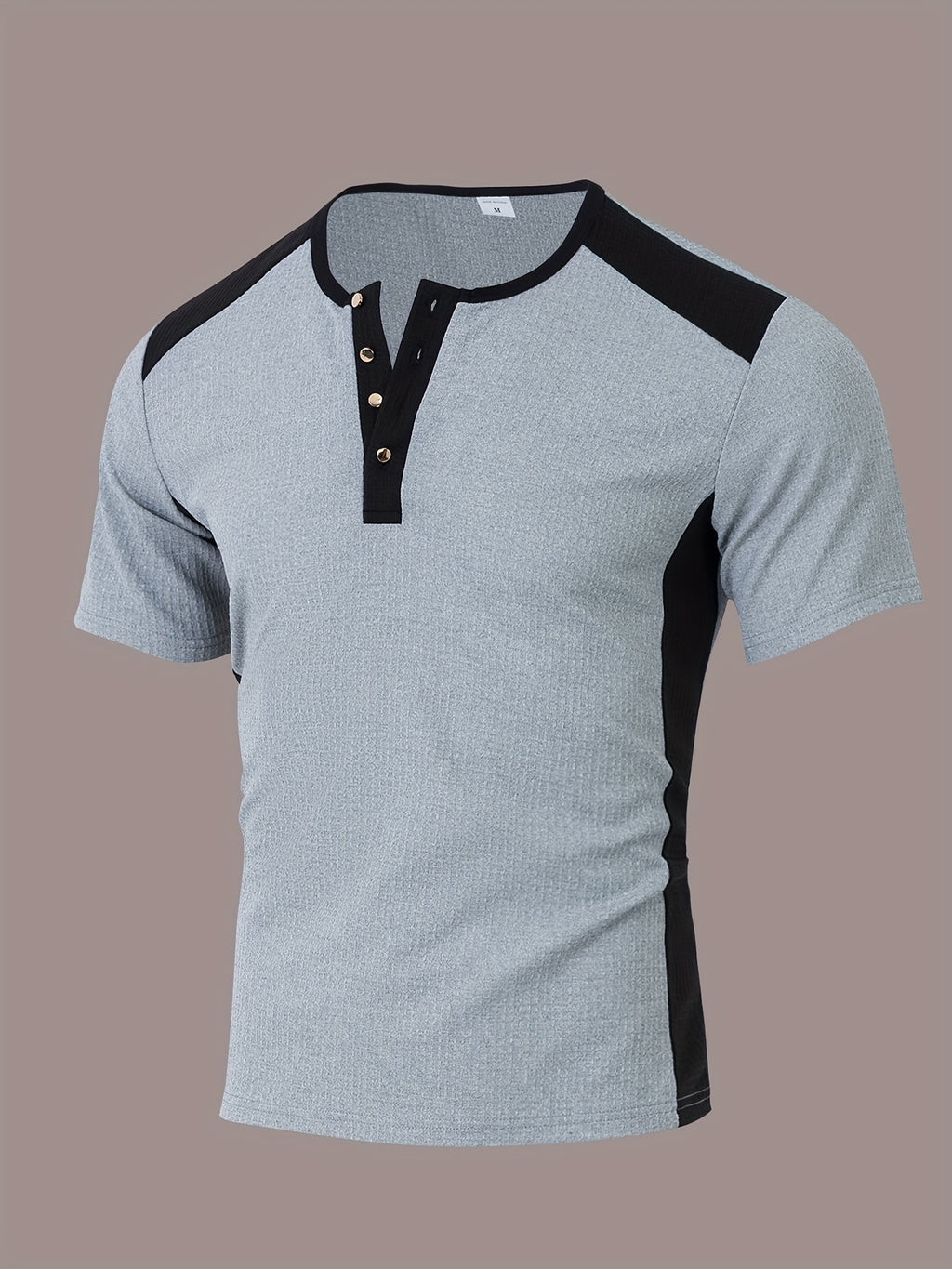 Elrik | Wafelpolo voor heren – Zwart-wit T-shirt met kleurblokken in casual zakelijke stijl