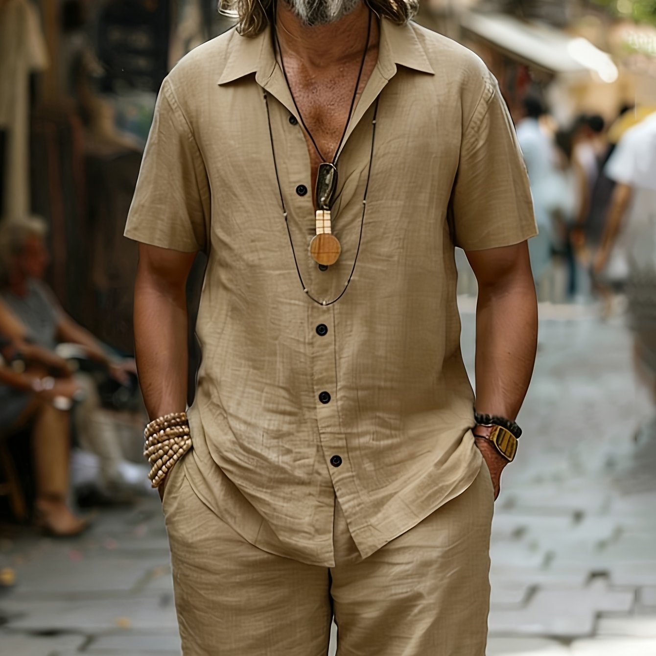 Brent | 2-delige set met casual overhemd en korte broek voor heren – Ademende, lichtgewicht zomerkleding