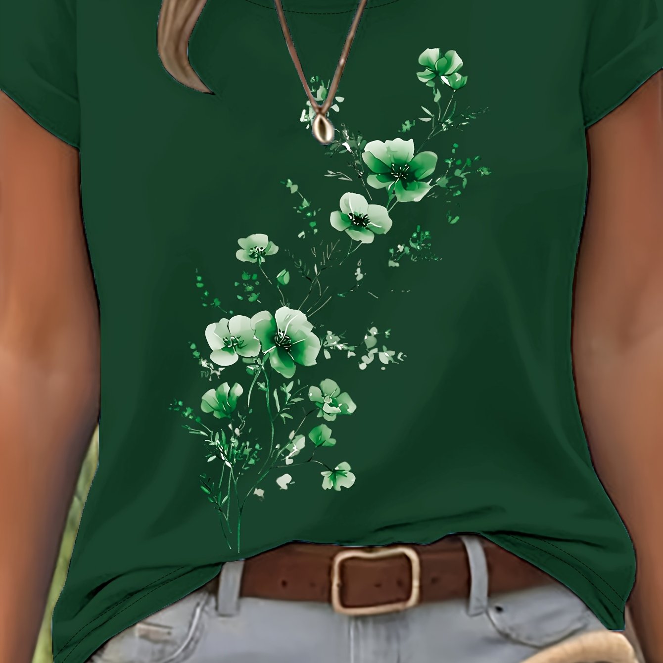 Vionyxen | Dames-T-shirt met bloemenprint in aquarelstijl – Casual zomertop