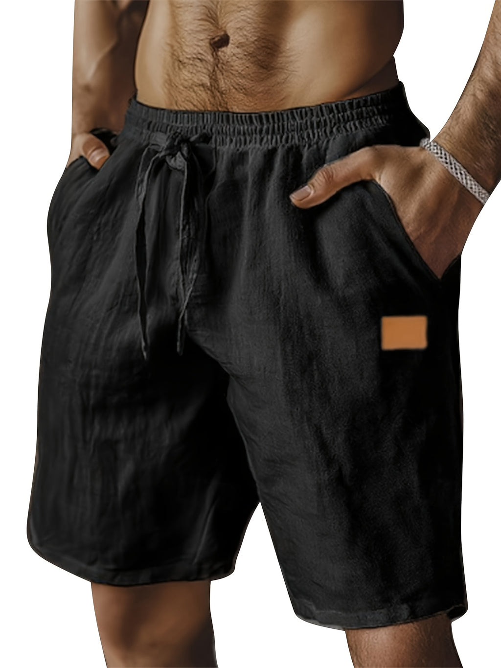 Lucanor | Heren Linnen Shorts – Elastische Taille met Trekkoord, Casual Zomershorts