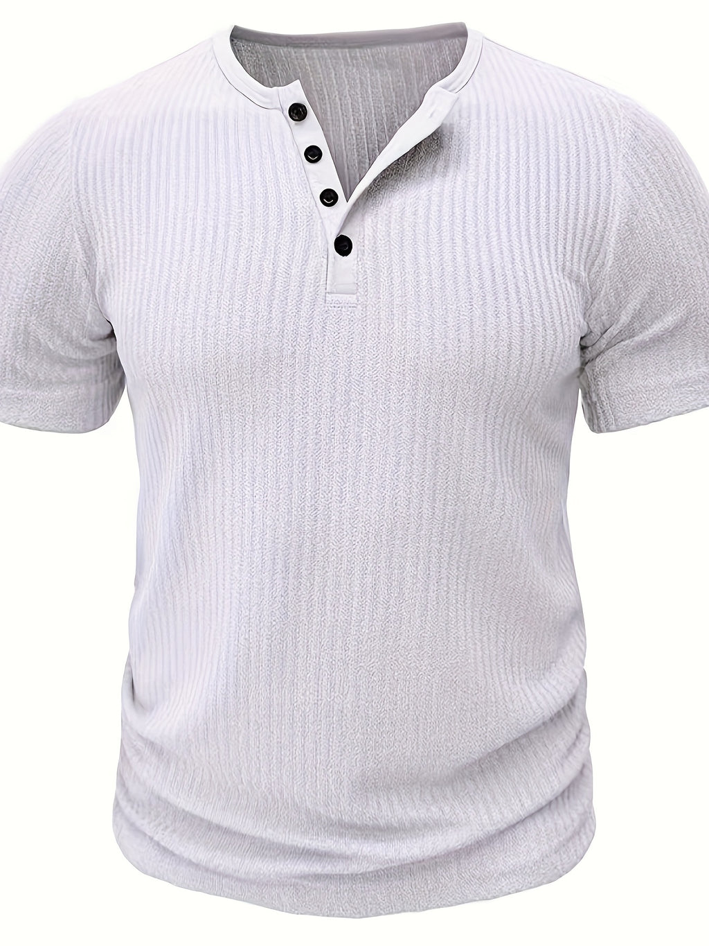 Ralith | T-shirt Henley rayé pour homme - Manches courtes, respirant, décontracté et élégant