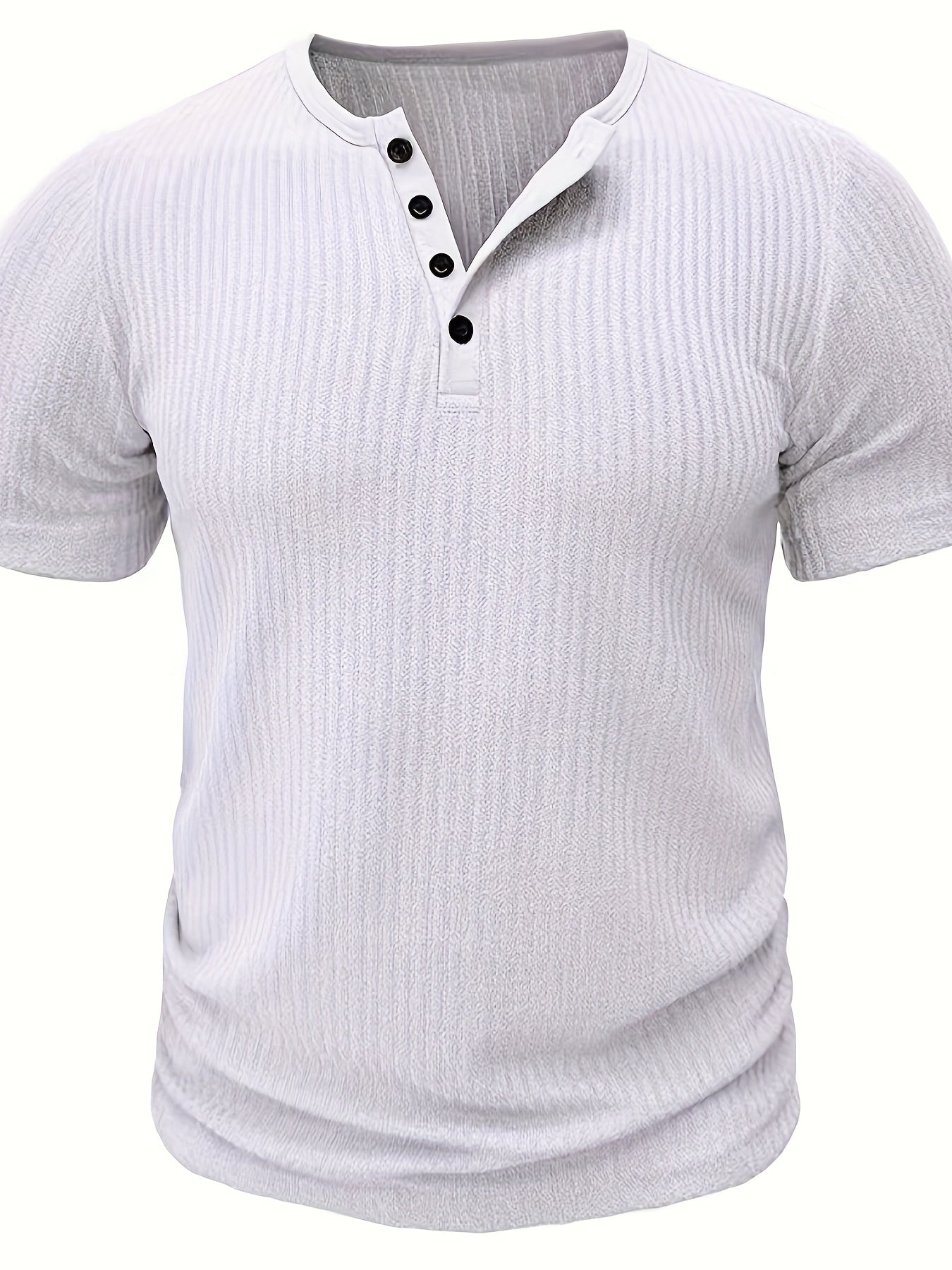 Ralith | T-shirt Henley rayé pour homme - Manches courtes, respirant, décontracté et élégant