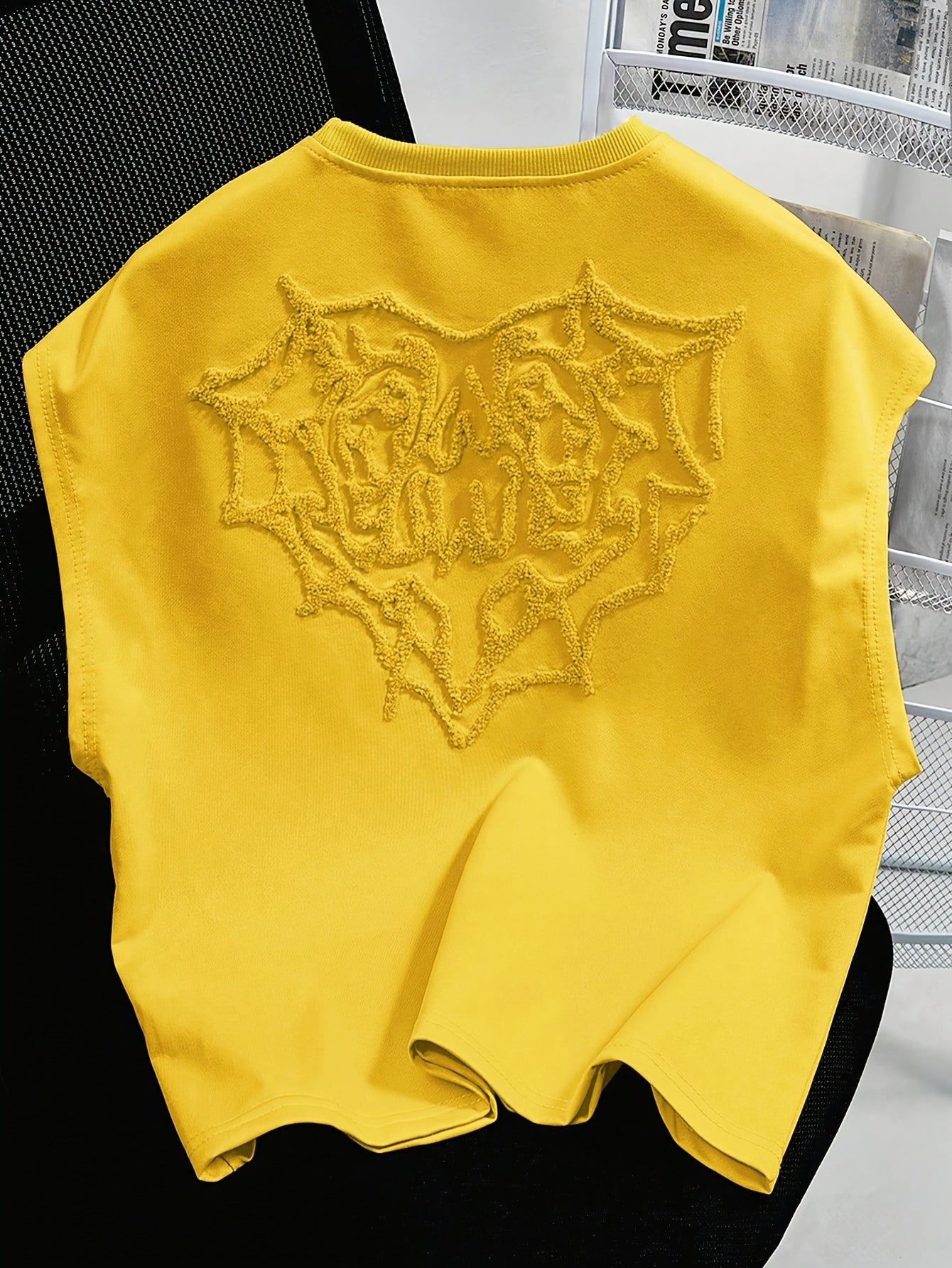 Biran | Heren streetwear tanktop – spider web hart 3D borduursel vest