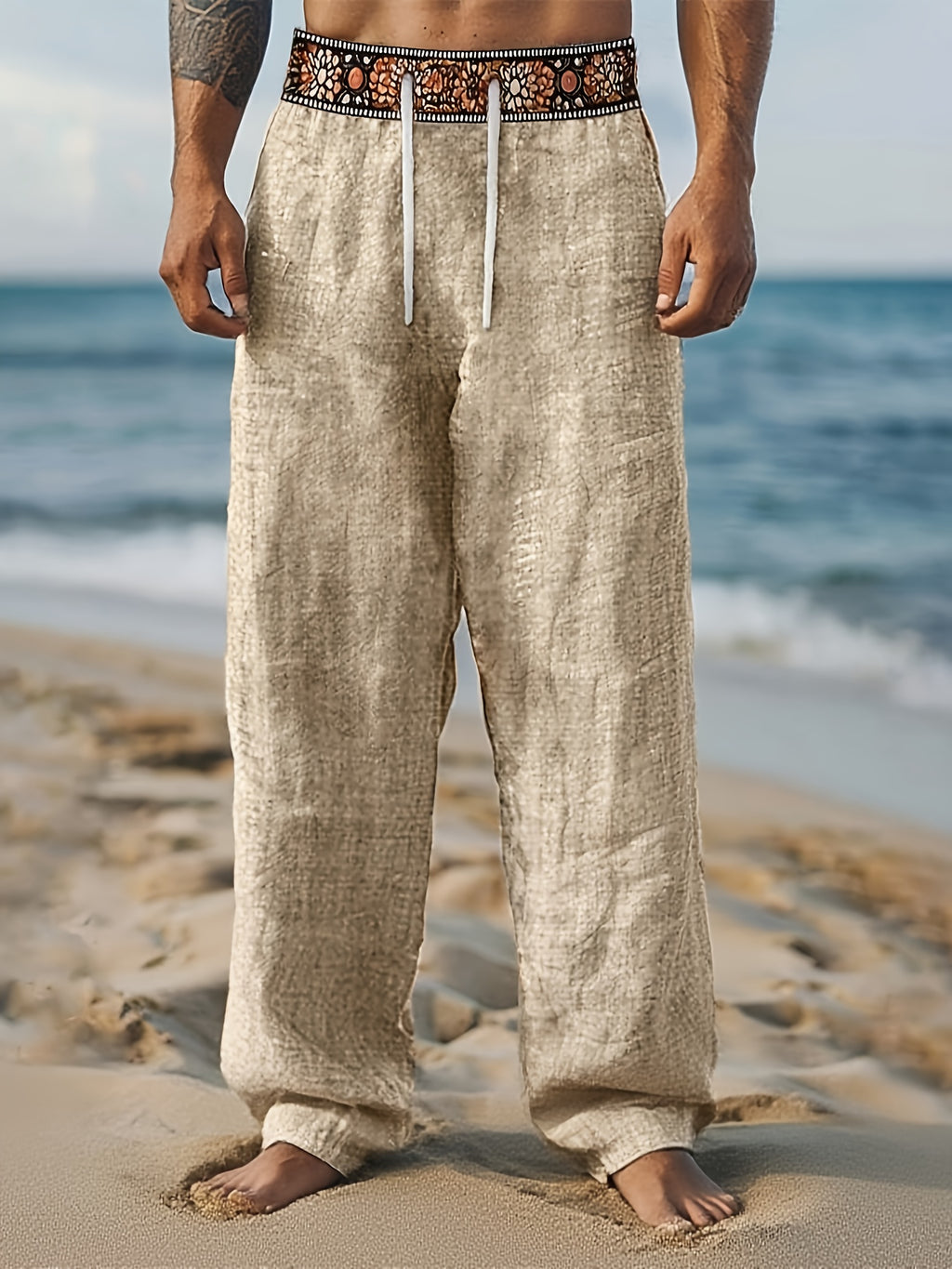 Eryas | Heren Casual Lange Broek met Trekkoord – Lichtgewicht, Voor Strand, Dagelijks Gebruik & Zomer