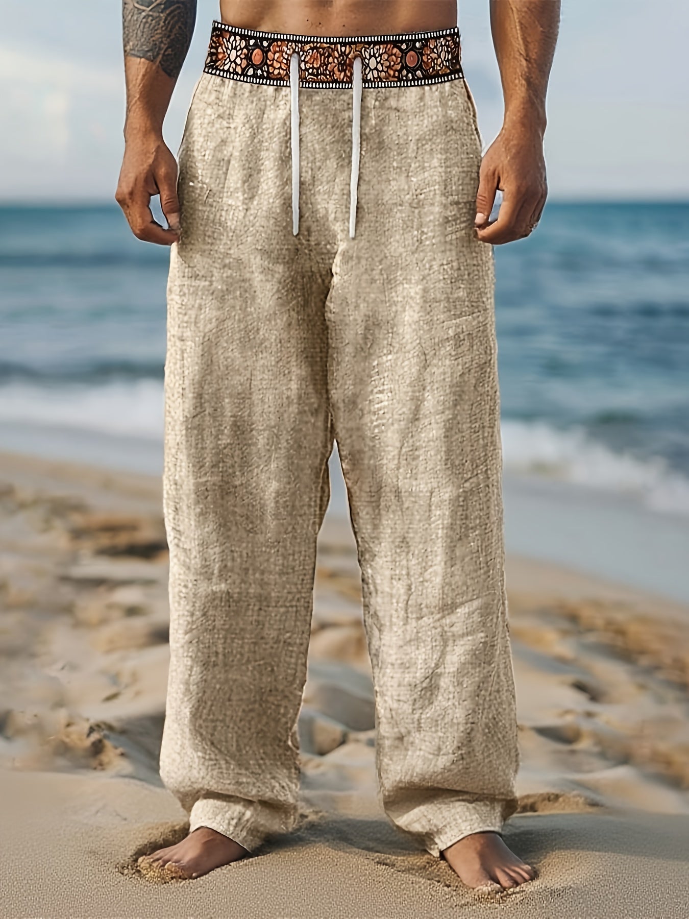 Eryas | Heren Casual Lange Broek met Trekkoord – Lichtgewicht, Voor Strand, Dagelijks Gebruik & Zomer
