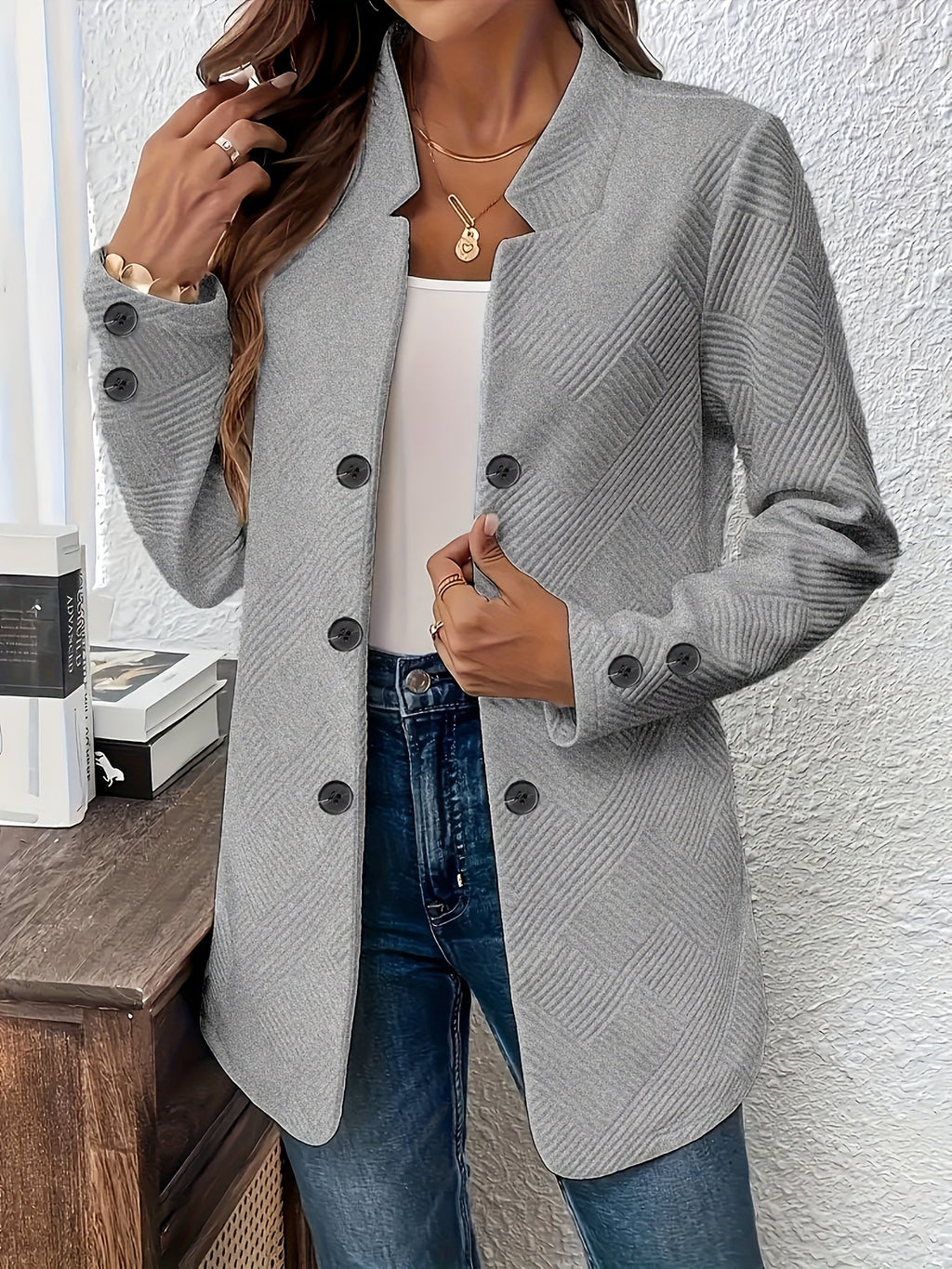 Sylaris | Gilet long décontracté pour femme - manteau à boutons, maille tricotée, élégant manteau superposé