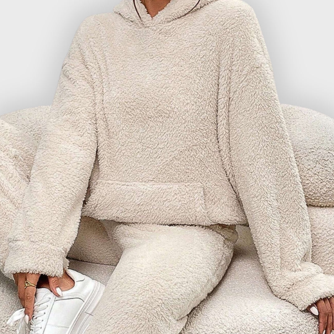Corenne | Teddy-Loungewear-Set für Damen, ultraweicher Hoodie und Hose, bequeme Loungewear