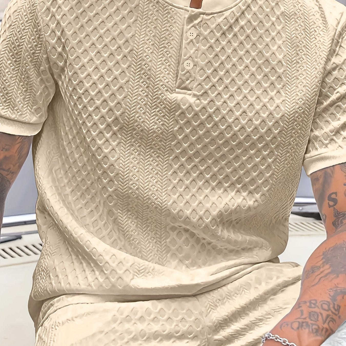 Damjan | Lässiges Business-Henley-Polohemd für Herren – Jacquard-Kragen