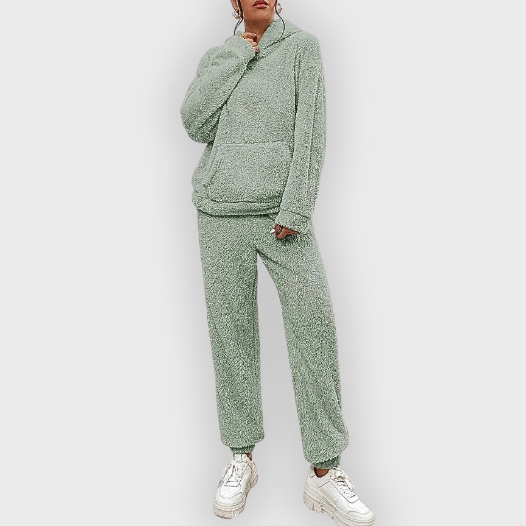 Corenne | Teddy loungewear set voor dames, ultrazachte hoodie en broek, comfortabele loungewear