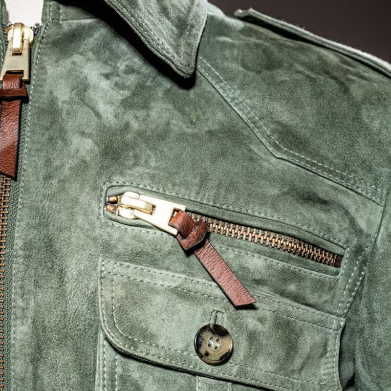 Orenth | Retro suède jas voor heren met reverskraag, ritssluiting, borstzak, casual bovenkleding