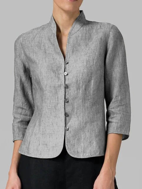 Tala | Damesblouse met hoge kraag – Elegante casual top met lange mouwen