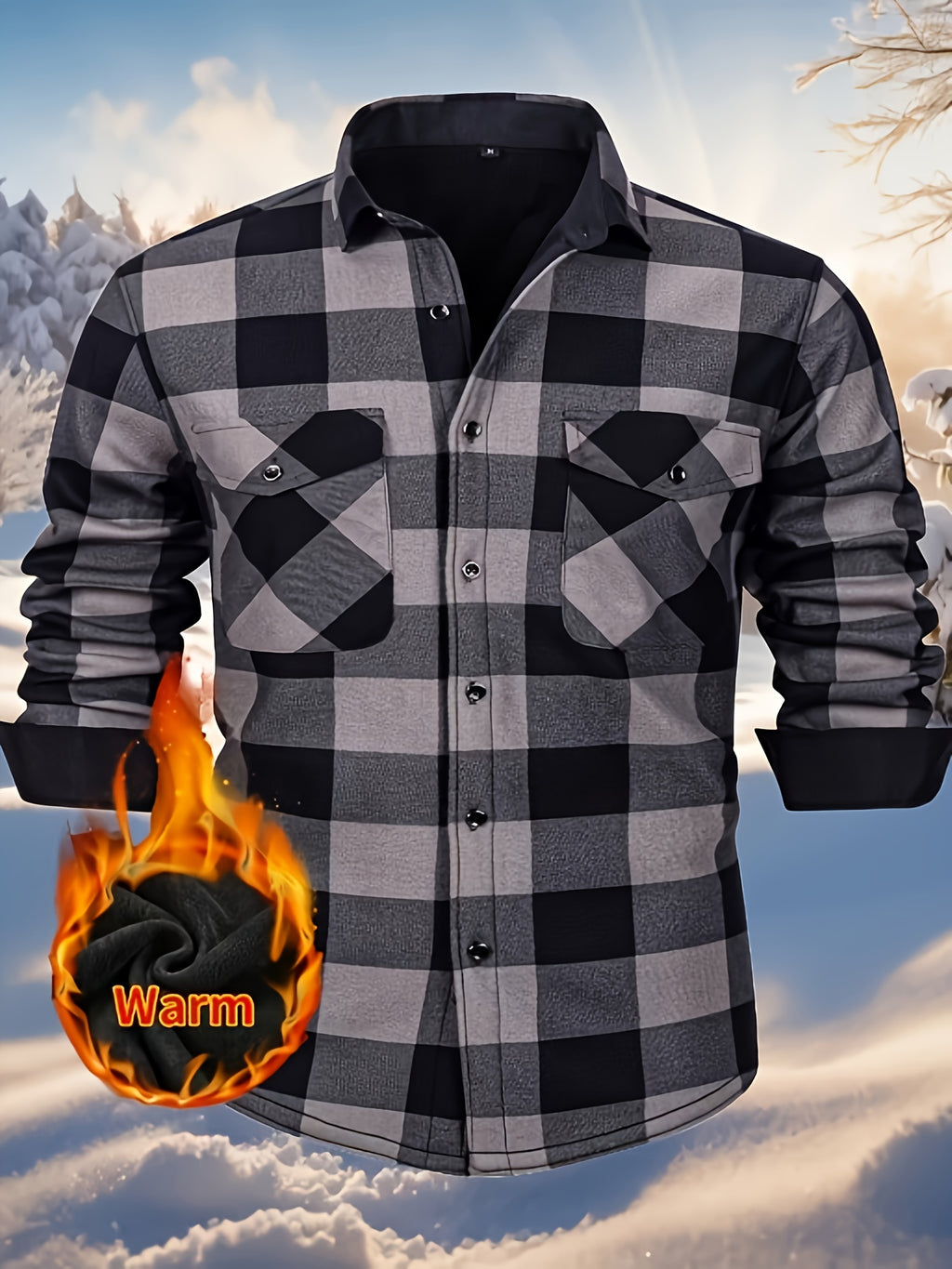 Simeon | Chemise en flanelle thermique épaisse pour homme – motif à carreaux épais d'hiver avec boutons