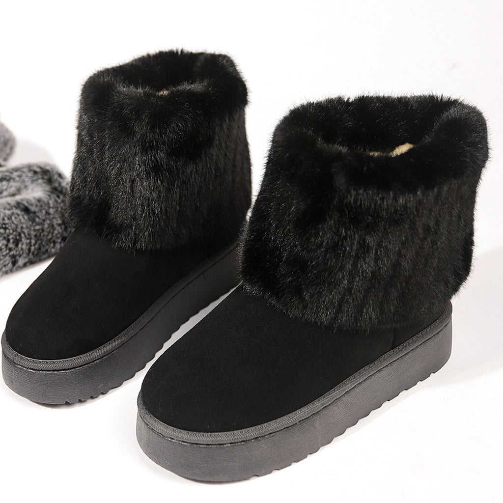 Elevra | Damen-Plateau-Stiefel aus Wildleder mit Fellfutter – stylisch, bequem und winterfest