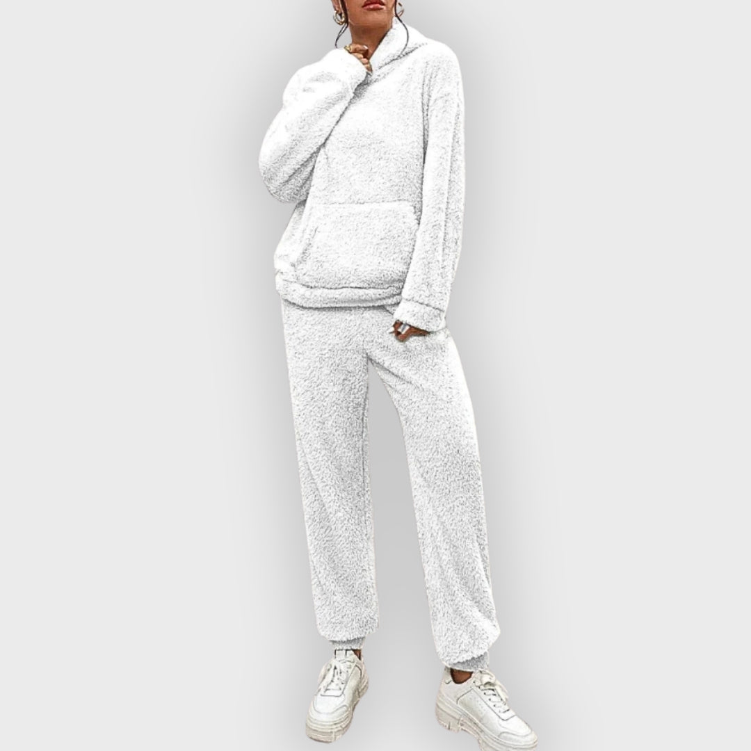 Corenne | Teddy loungewear set voor dames, ultrazachte hoodie en broek, comfortabele loungewear