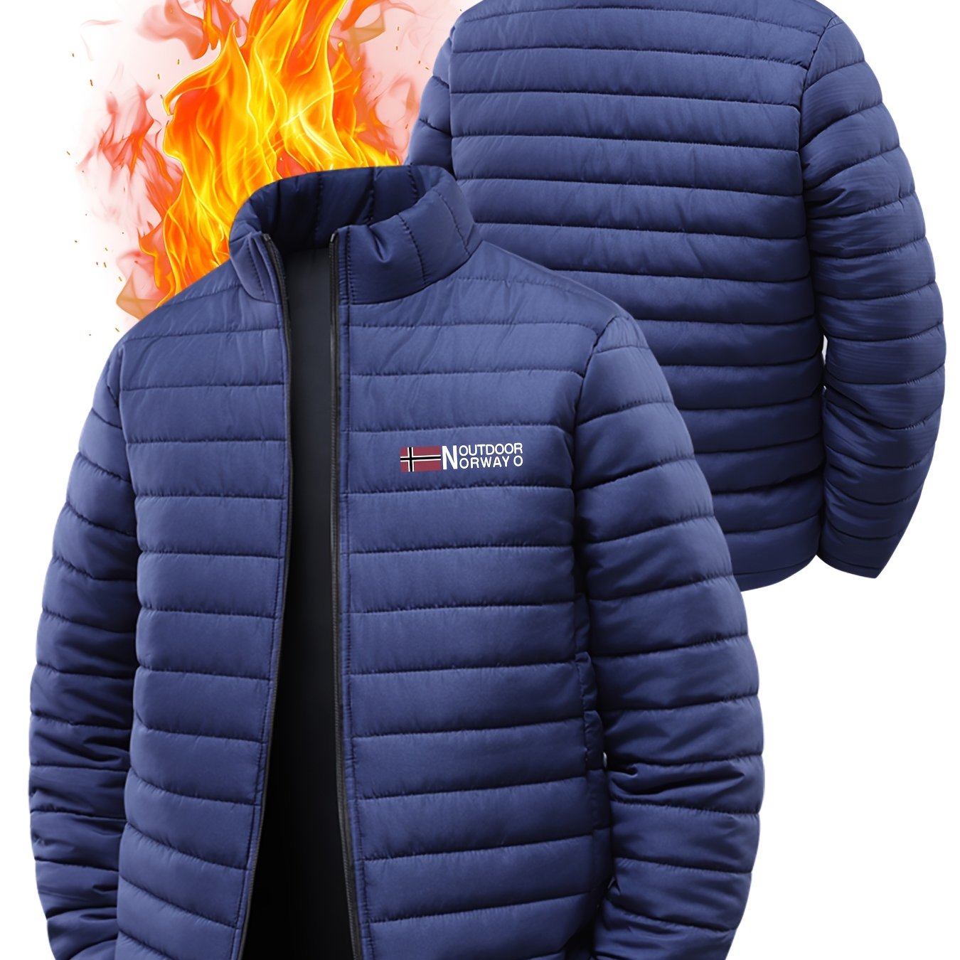 Kyro | Geïsoleerde winterjas voor heren met Scandinavisch letterontwerp – dik gevoerde jas met ritssluiting