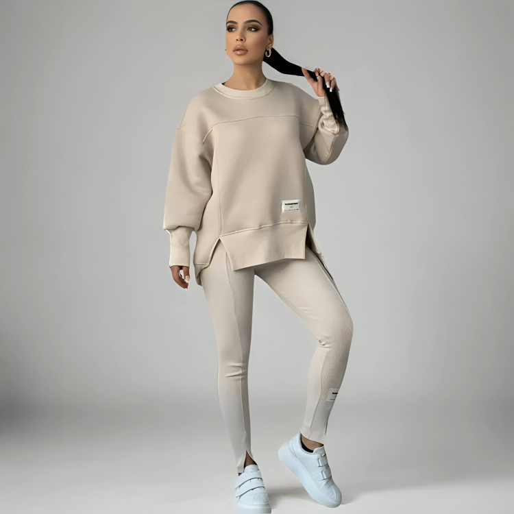 Ysotta | 2-delige set voor dames – trui met onregelmatige zoom en bijpassende legging, casual loungewear