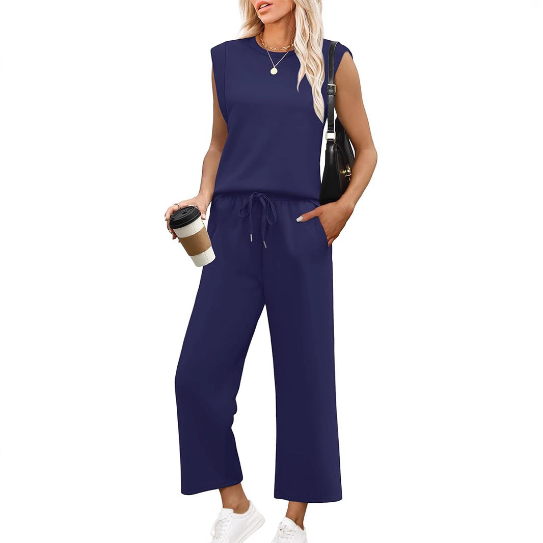 Orlira | Tweedelige set voor dames: casual top met korte mouwen en broek met wijde pijpen