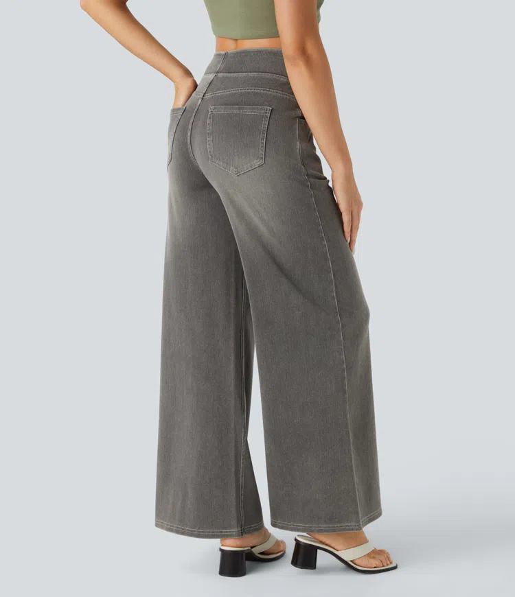 Vanelle | Hoge taille jeans met wijde pijpen voor dames – Comfortabele stretchdenim, casual en stijlvol