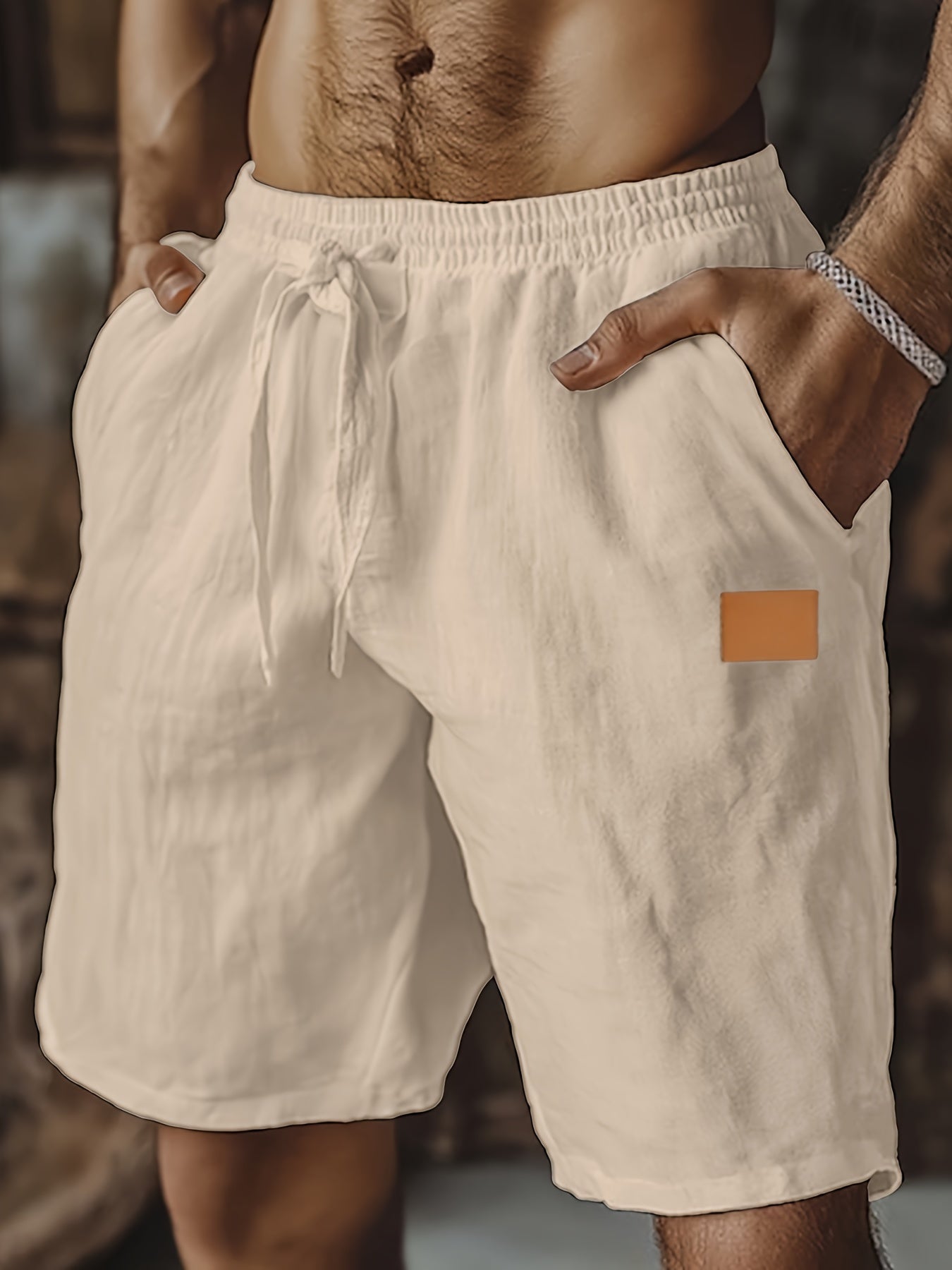 Lucanor | Heren Linnen Shorts – Elastische Taille met Trekkoord, Casual Zomershorts