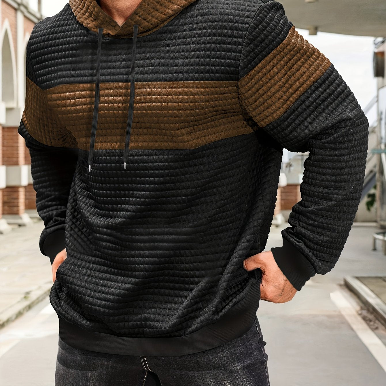 Sylas | Heren hoodiesweater met kleurblokken, casual pullover, trendy streetwear