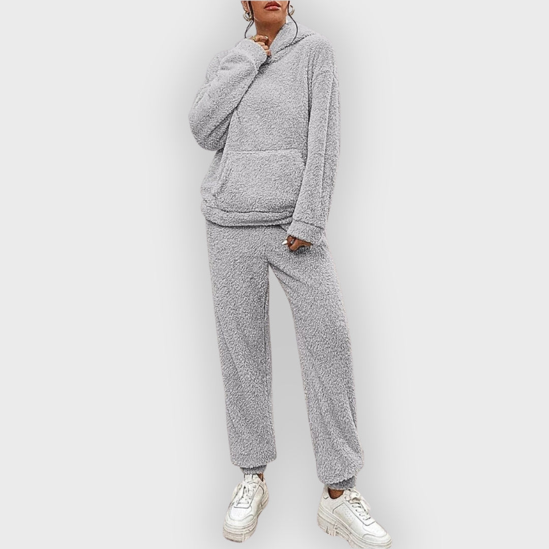 Corenne | Teddy loungewear set voor dames, ultrazachte hoodie en broek, comfortabele loungewear