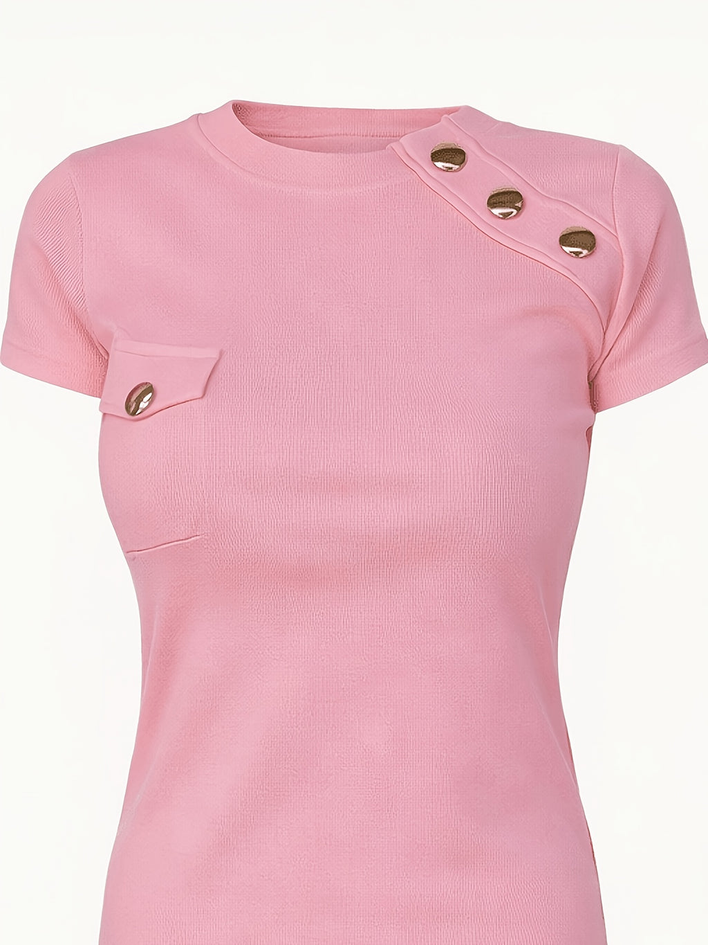 Elzavie | Elegant damesoverhemd met knoopsluiting, korte mouwen en ronde hals