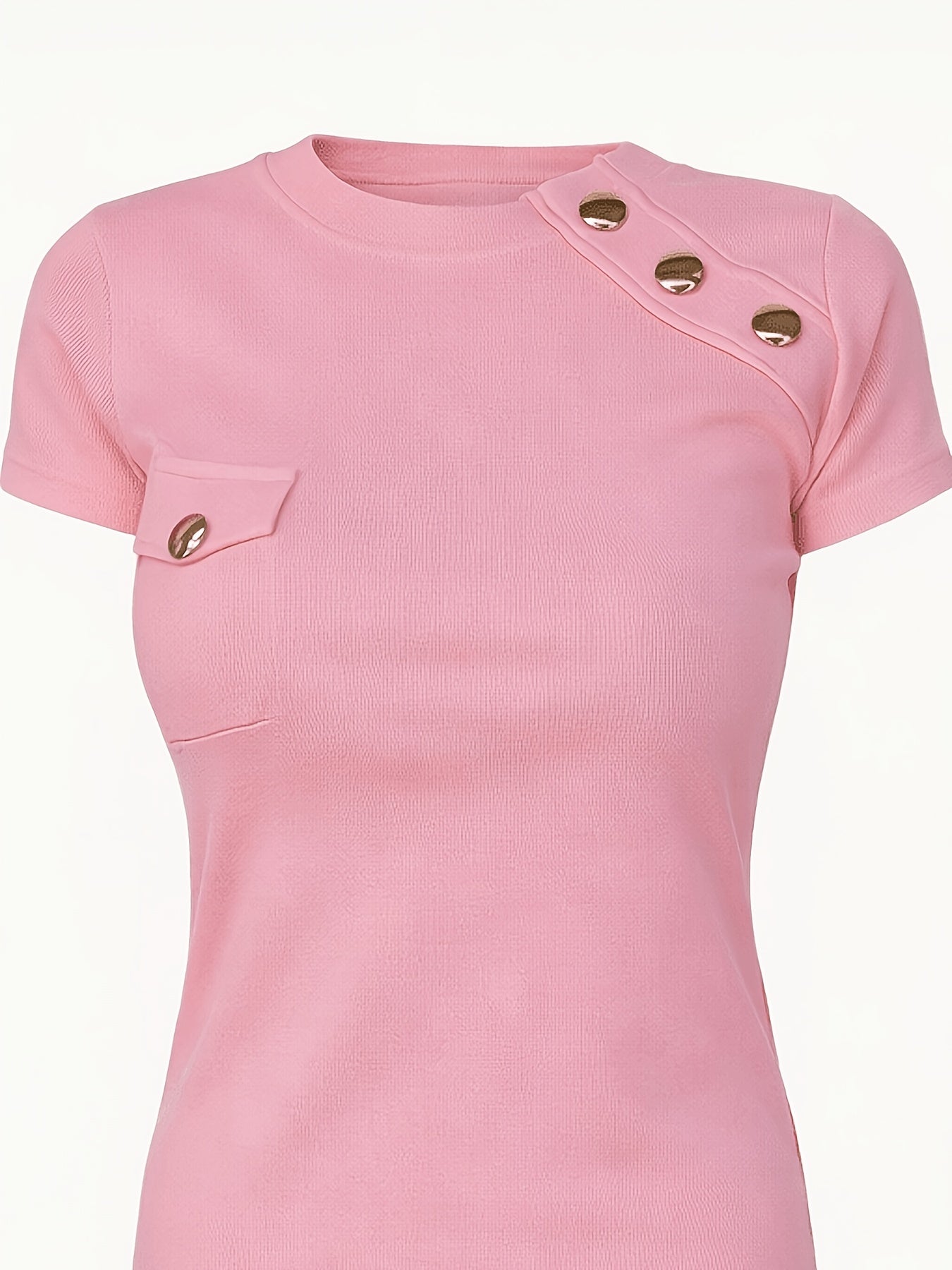 Elzavie | Elegant damesoverhemd met knoopsluiting, korte mouwen en ronde hals