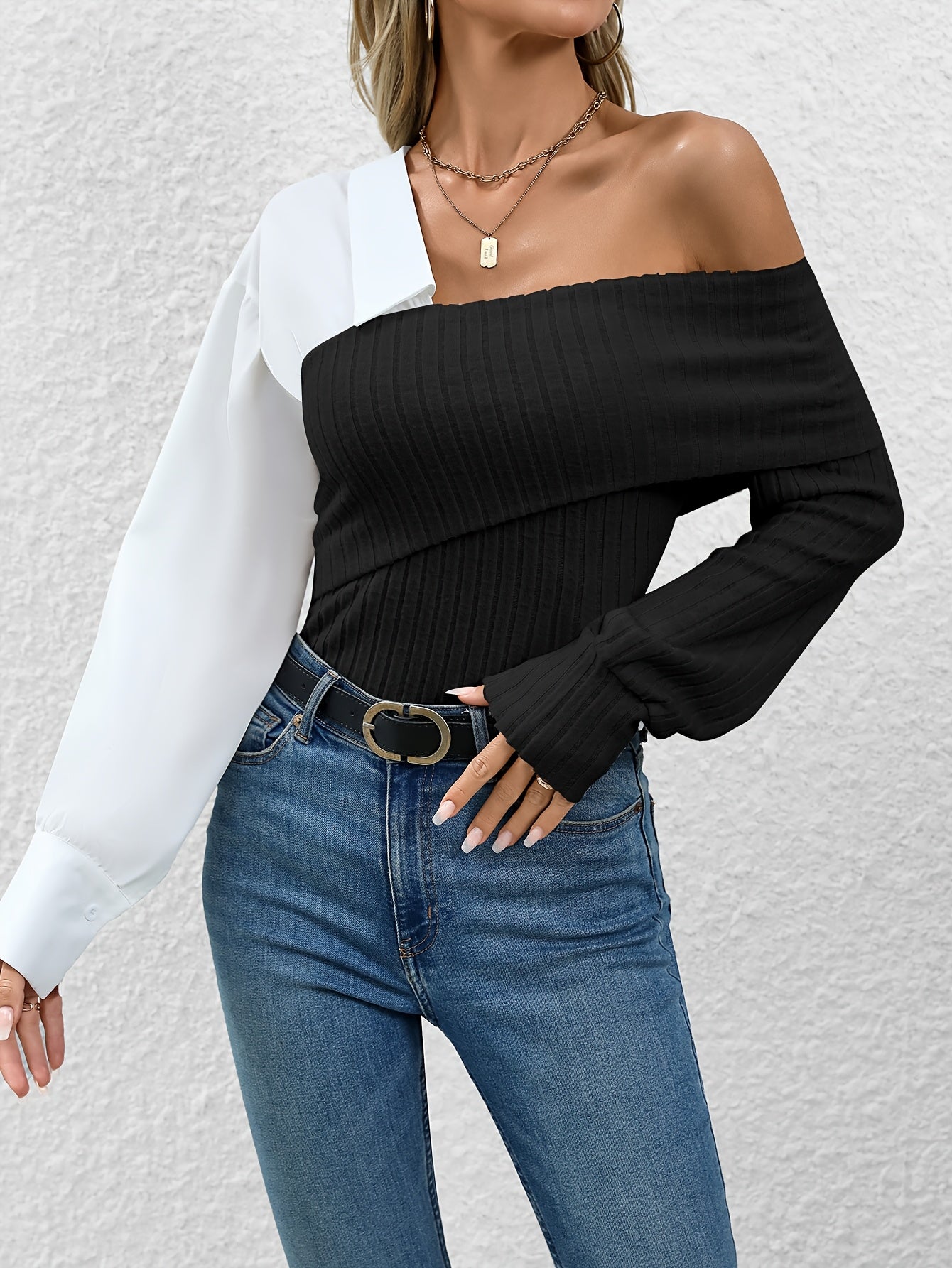 Ianthe | Casual damesoverhemd met kleurblokken – Elegant model met lange mouwen
