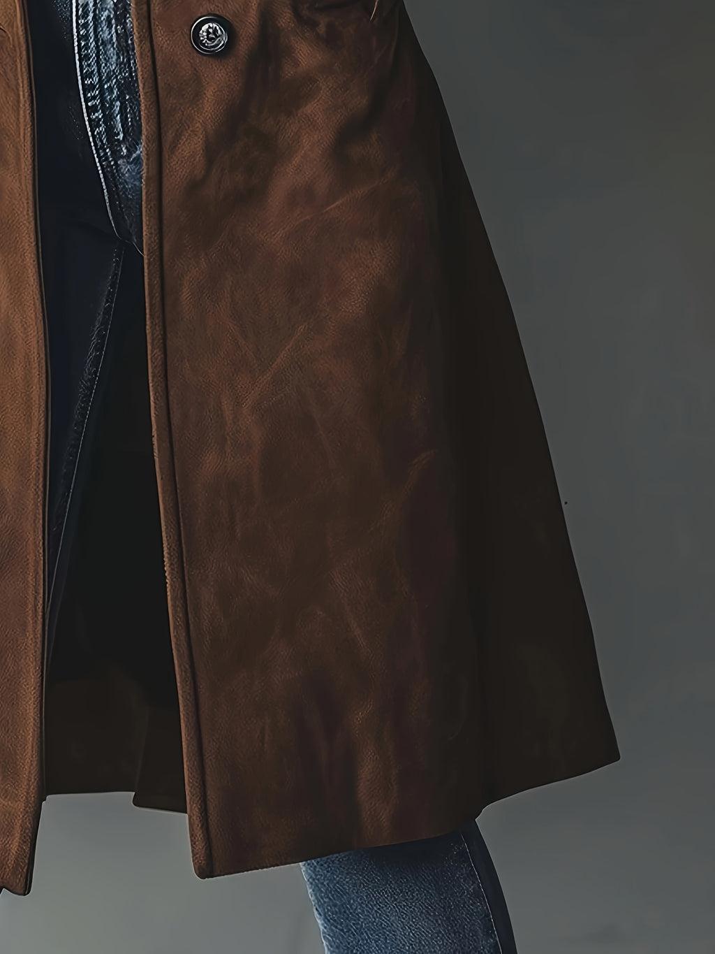 Forynne | Trench-coat vintage en daim pour femme – Élégant modèle à simple boutonnage et coupe en H