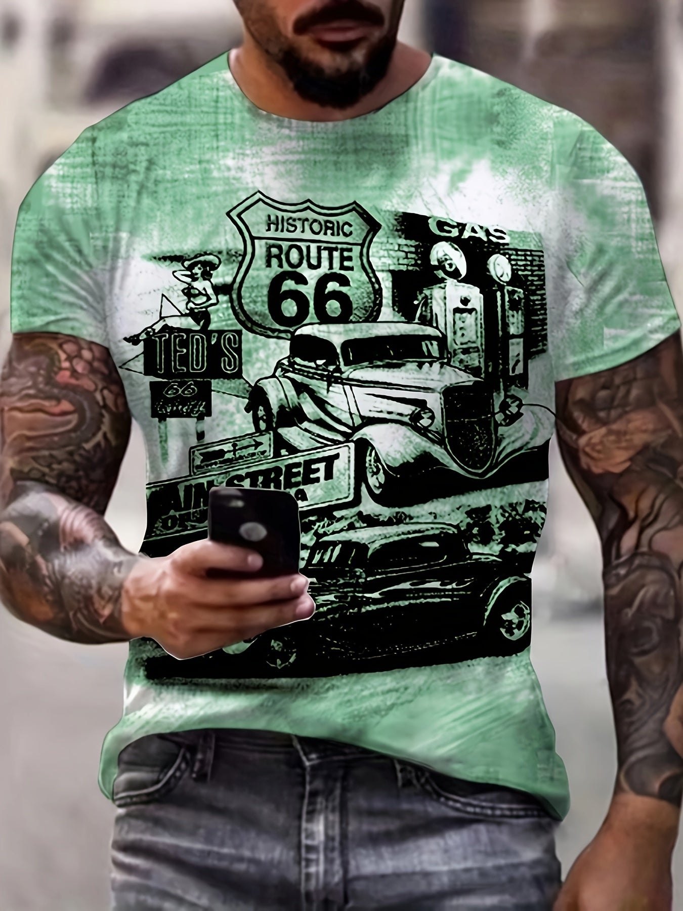 Galvian | Heren Grafisch Zomer T-shirt – Lichtgewicht Bedrukt Shirt met Korte Mouwen