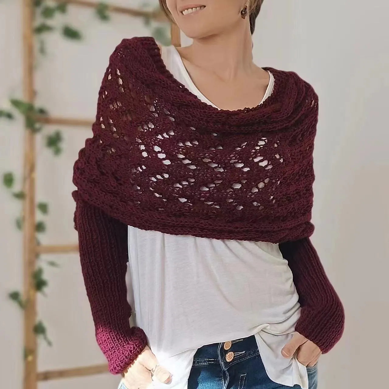 Winifred | Châle tricoté pour femme – Écharpe tricotée oversize confortable pour l'automne et l'hiver